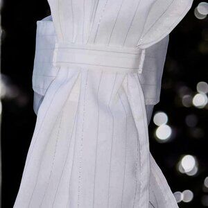 STOCK TIE WHITE with SILVER LINE PRE-TIED by ORNAMENTS NEW